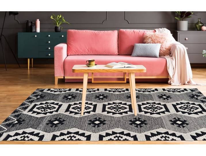Teppich ARTE ESPINA Ethnie 300 , grau, B:200cm H:10mm L:290cm, Baumwolle, Teppiche, Teppich, 3D-Design, Kurzflorteppich, Ethno-Design