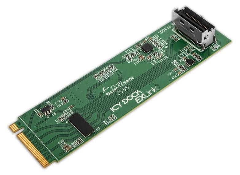 Icy Dock MB309A5 M.2 NVMe PCIe 5.0 SSD naar 1x MCIO 4i Adapter met Riser