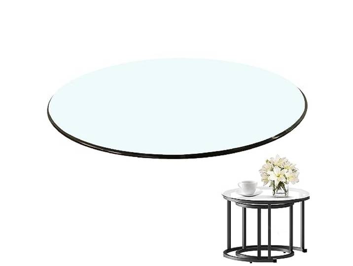 SAGIDAR Tischplatte Gehärtetes Glass, Aus Gehärtetem Glass, Glasscheiben, Glass Tischplatte Rund,Transparenter Tischschutz, Glastischplatten Für Esstische, 45CM 60CM 70CM 85CM 100CM