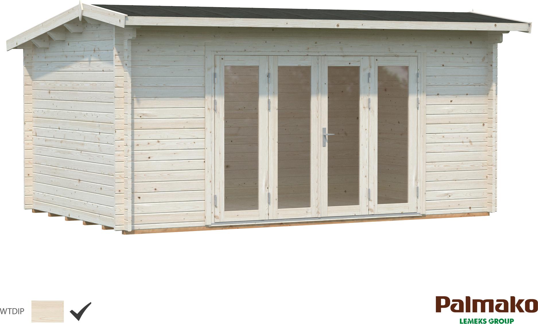 Palmako Gartenhaus Ines 13,7 m² - 44 mm Transparent tauchimprägniert