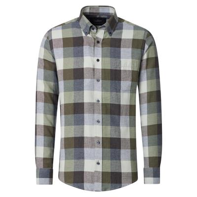 Flanellhemd CASAMODA "CASAMODA Flanellhemd kariert", Herren, Gr. M, Normalgrößen, grün (dunkelgrün), 100% Baumwolle, kariert, comfort fit, Hemden