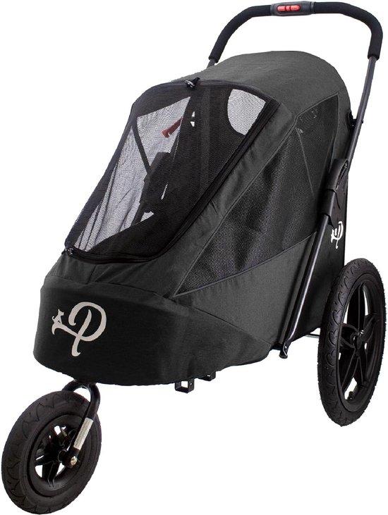 Unyqoos Großer, geräumiger Hunde-Buggy & Hundewagen - in Fahrradanhänger umwandelbar, mit Luftreifen, schwarz, 1 Stück