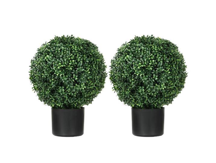 Homcom Künstliche Pflanzen, 2er-Set UV-beständige Kunstpflanze im Blumentopf Grün, Kunststoff, 52 cm, Dekoration, Blumen & Blumentöpfe, Kunstpflanzen