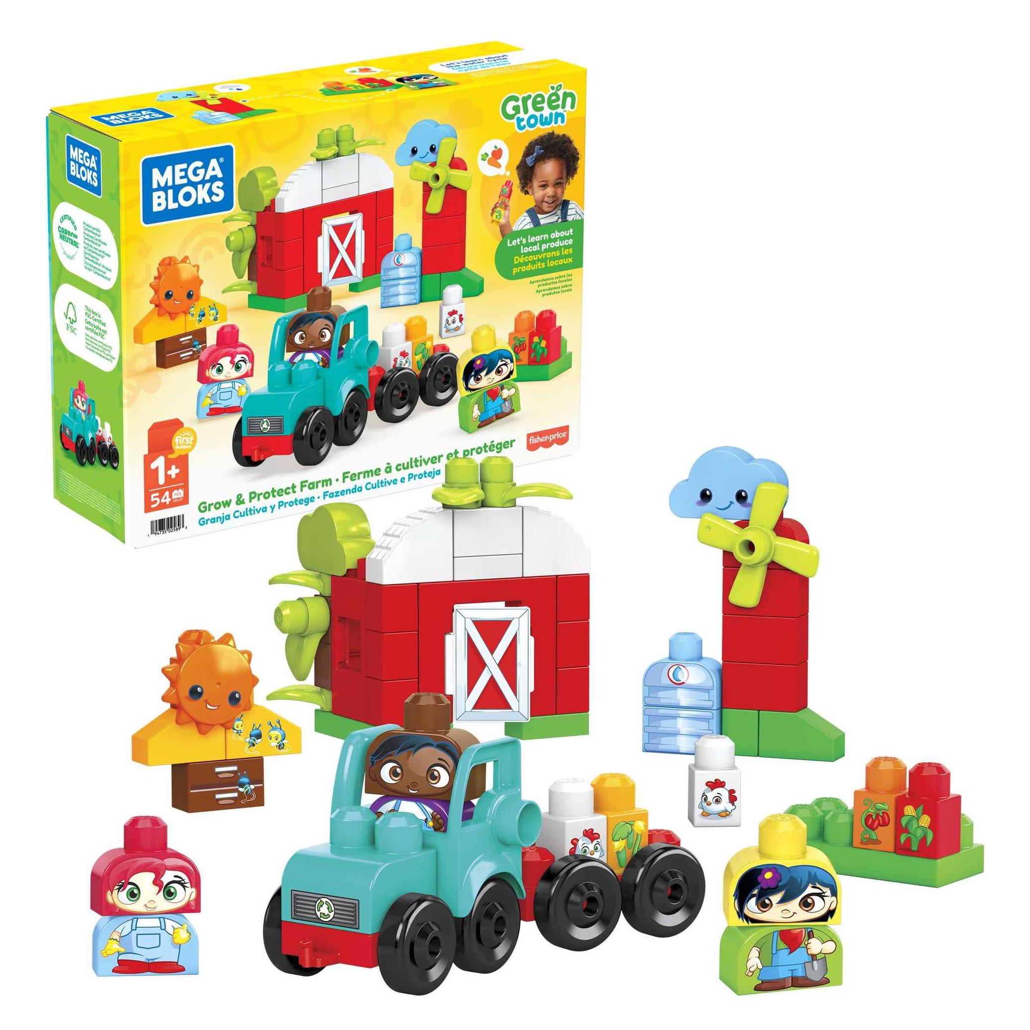 Mega Construx Bloks Green Town Anbauen und Ernten Farmspass Set HDL07, Bauspielzeug für Kleinkinder (HDL07)