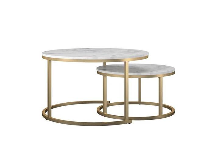Amelia Tables basses gigognes marbre blanc