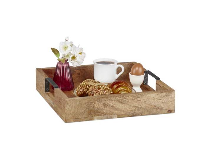 Relaxdays Tablett aus Mangoholz