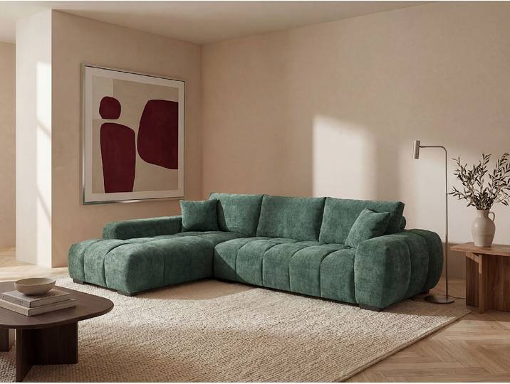 Ecksofa - Ecke links - Strukturstoff - Grün - BERENIA
