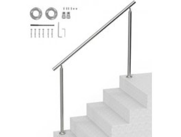 VEVOR Rampe d'Escalier, 150 cm, Main Courante Escalier pour Marches Extérieures en Acier Inoxydable, avec Kit d'Installation, Barre d'Appui à Double Colonne, pour Personnes Âgées, Porche, Terrasse