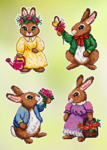 buttinette Stramin-Aufhänger "Osterhasen", 4er-Set