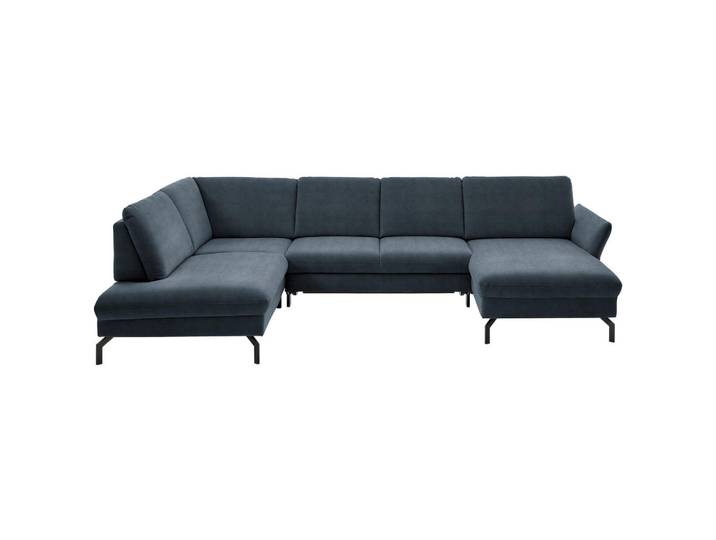 Beldomo System Wohnlandschaft, Blaugrau, Metall, 5-Sitzer, U-Form, 335x220 cm, Goldenes M, Stoffauswahl, Sitzqualitäten, seitenverkehrt erhältlich, individuell planbar, Wohnzimmer, Sofas & Couches, Wohnlandschaften, Wohnlandschaft U-Form