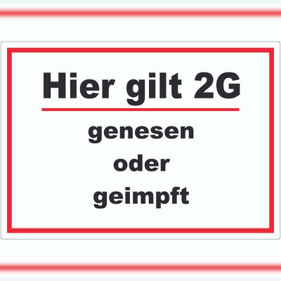 HB-Druck Hier gilt 2G Hinweis Aufkleber mit Text A0 (841x1189mm)