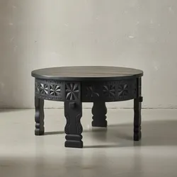 KADIMA DESIGN Orientalischer Couchtisch, Schwarz lackiertes Massivholz, Handgefertigt
