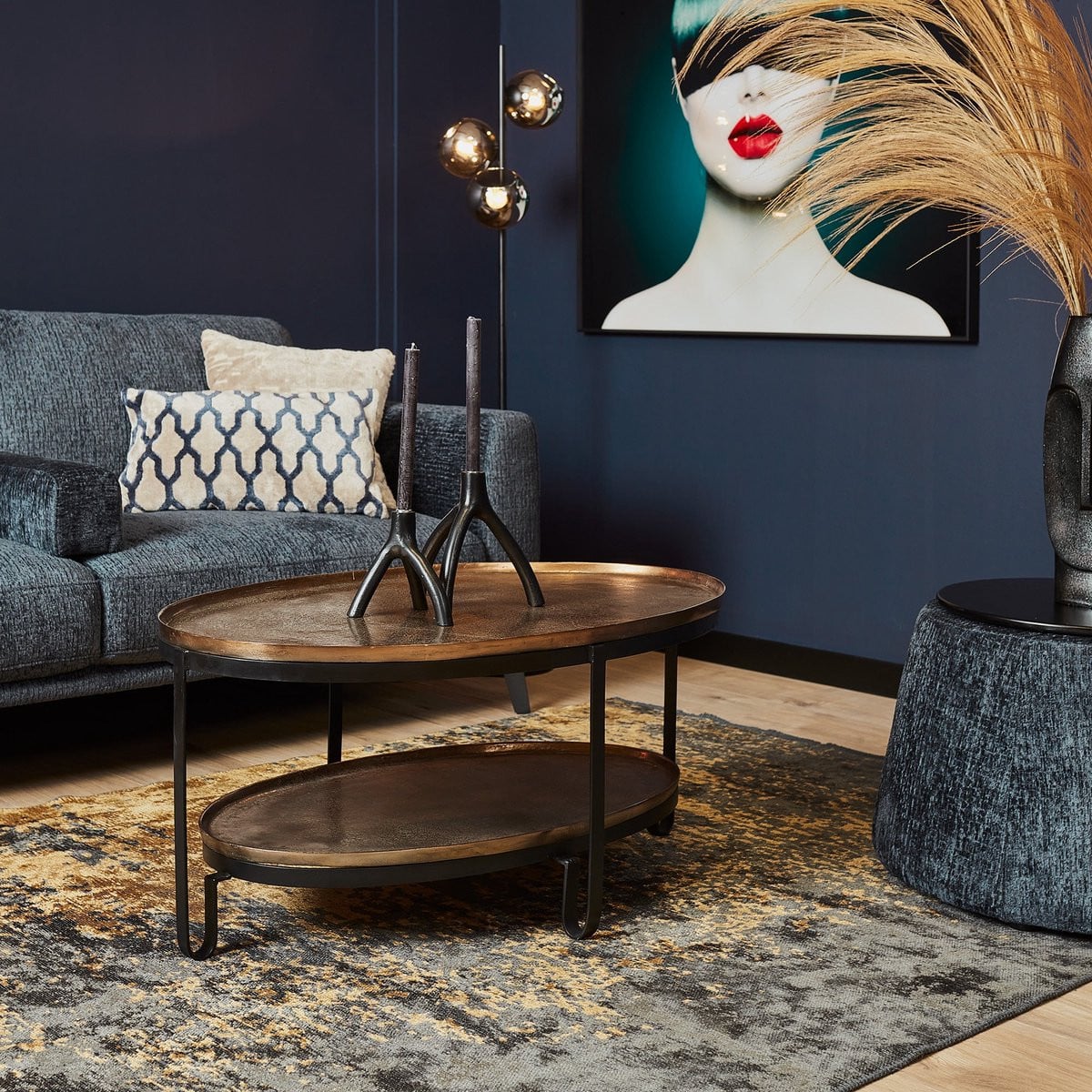 Ovale Salontafel Industrieel Zwart