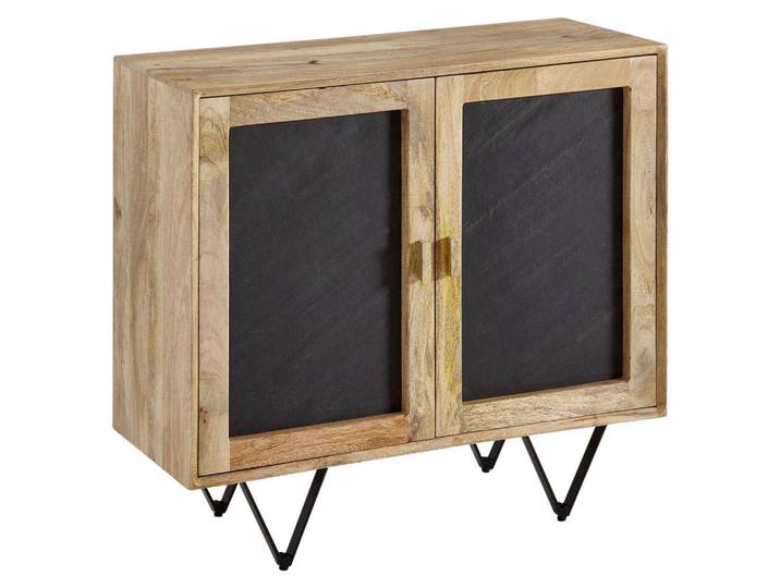 Mid.you Kommode, Braun, Metall, Mangoholz,Mangoholz,Mangoholz, massiv,massiv,massiv, 1 Fächer, 80x75x35 cm, stehend, handgemacht, Kleinmöbel, Kommoden, Kommoden
