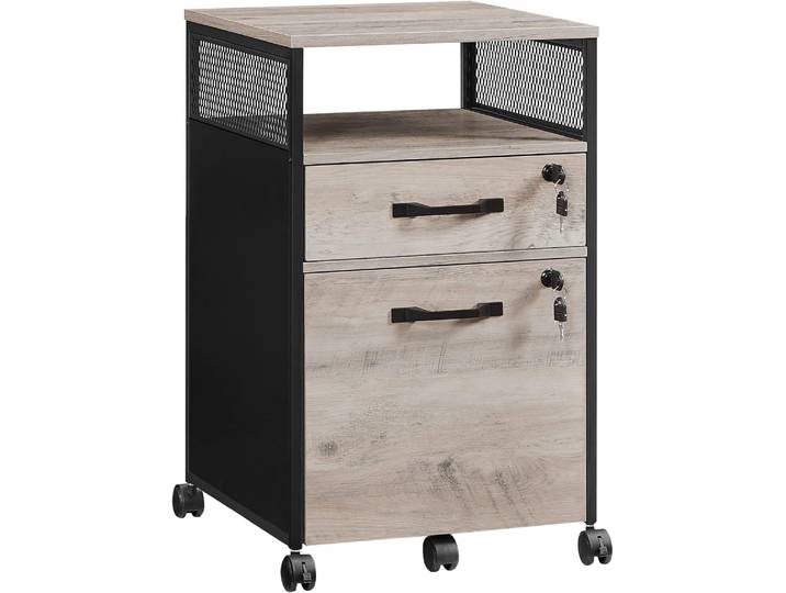 Rollcontainer 2 Schubladen A4 Hängeregister Grau