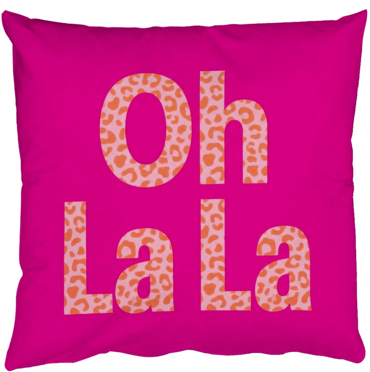 PillowMonkey Sierkussen Oh la la - Luipaardprint - Roze - 45 x 45 cm