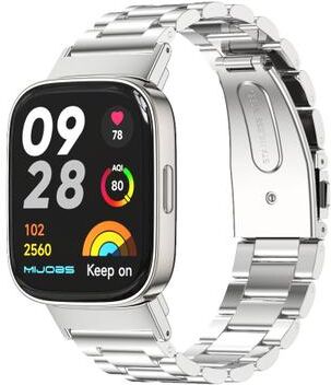 Everyday Crate Redmi Watch 3 Stainless Steel Watch Band Three Bead Metal Replacement Strap silver