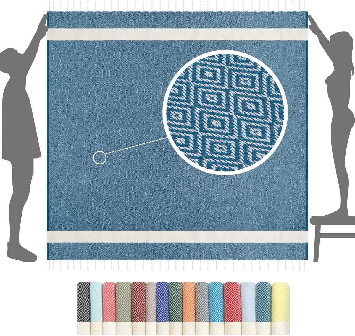 SnelShoppen XXL Strandlaken van Katoen - Picknickdeken en Hamamdoek - 200 x 200 cm