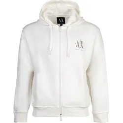 A|X ARMANI EXCHANGE Herren Sweatjacke mit Kapuze - Hoodie Full-Zip, Baumwoll-Mix Weiß / XL