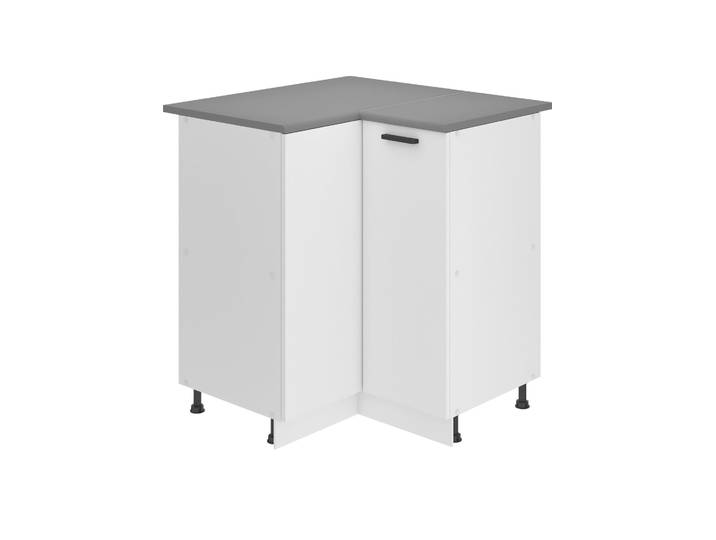 Belini Unterschrank Küche, Küchenunterschrank 90 cm Breite. SNP Küchenunterschrank mit Arbeitsplatte. Eckschrank Küche mit 1 Tür, Weiß matt
