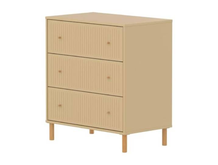 Flexa SAGA Kommode mit 3 Schubladen, geriffelten Fronten, Sand Beige Oat Flexa - ref. 81-42304-536 - 5706459181646 - dim. 45x75x84cm - Braun