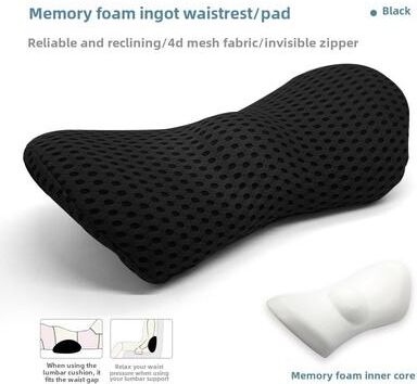 Multicon Wholesale Hub Interior Accessories Bed, Support Pillow Foam, Breathable Memory Cushion, Sleeping Pillow Car Seat, Waist Pillow Lumbar black