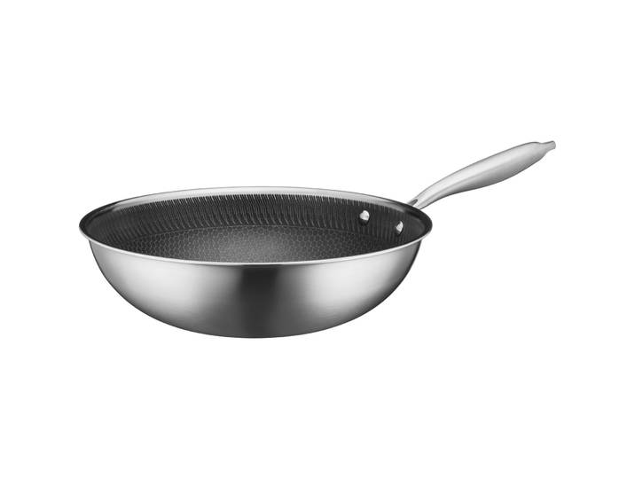Wok Hestia silber/schwarz Edelstahl D 30 cm Elektroherd/Gasherd/Induktionsherd - Wok