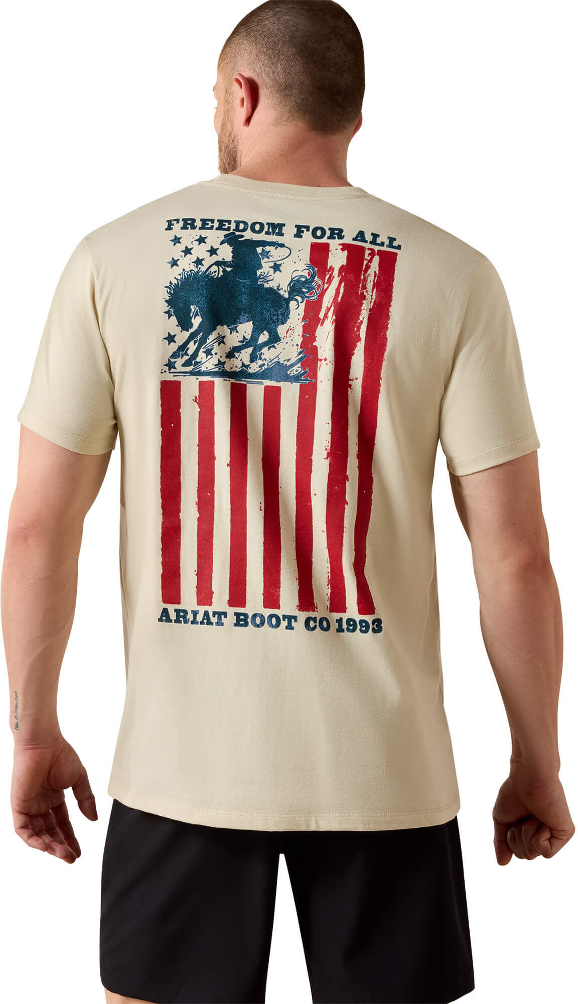 Men's Split Freedom Painted Classic Fit T-Shirt in Natural Cotton, Size: XL by Ariat