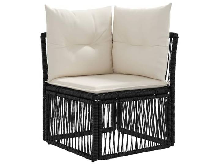 HFXHIJXQ Ecksofa Poly-Rattan Schwarz Gartensofa mit Kissen 62x62x70cm Kompakter Lounge Sessel aus wetterfestemRattan für Terrassen, Balkon und Wintergarten inklusive weicher Sitzkissen.