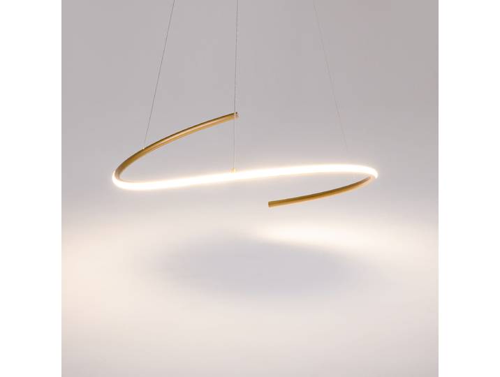 LED-Pendelleuchte Curve Typ A 60 x 326 x 60cm Messing/Messing Kunststoffart: Silikon Material: Metall, Kunststoff Metallart: Aluminium