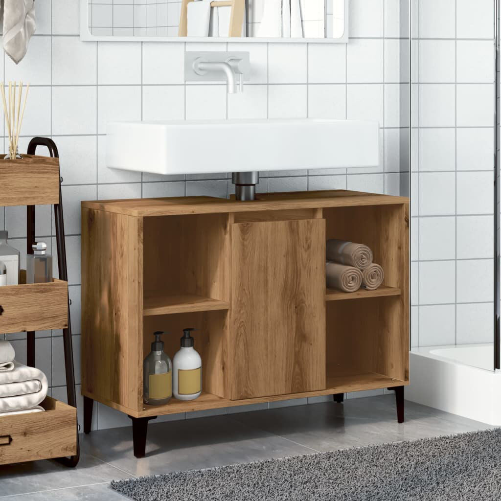 Latitude Run Skagway Freestanding Bathroom Cabinet Artisan Oak 60cm H X 80cm W X 33cm D