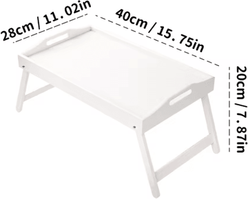 Inspire Picks Bamboo Breakfast Bed Tray With Folding Legs Sofa Laptop And Snack Serving Tray Black White bai S