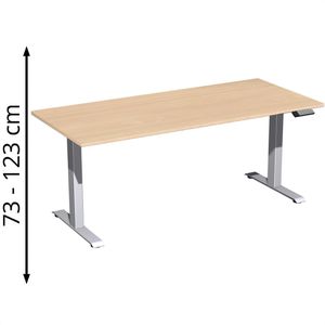 Geramöbel Schreibtisch Elevate Basic, buche / silber, elektrisch höhenverstellbar, 180 x 73-123 x 80cm