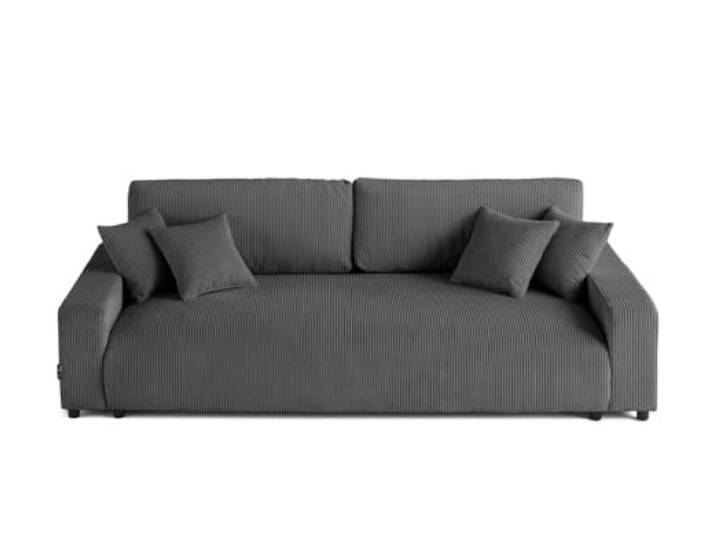 Lisa Design Pivoine - 3-sitzer Einzelsofa - Schlaffunktion und Bettkasten - - aus Cordstoff Dunkelgrau