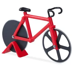 Relaxdays 2 x Fahrrad Pizzaschneider Rot,Schwarz