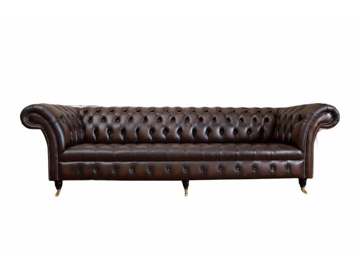 Xlmoebel Chesterfield-Sofa 4-Sitzer Leder Sofa im eleganten Wohnzimmer Design, Sofa 1 Teile, Made in Europa