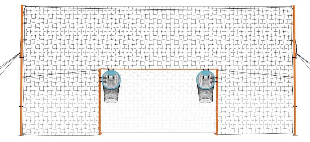 Tragbares Fußballtor - 272 x 151 cm - Eisenrahmen - PE-Netz - Orangefarbene Pfosten