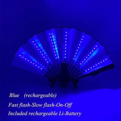 Uplift Picks LED Folding Fan Light Up Hand Fan Glowing Party Festival Fan 24