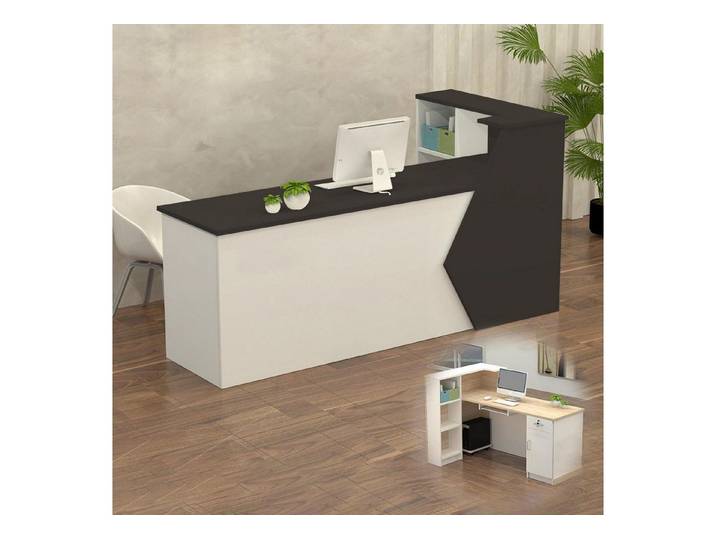 LuxusKollektion Empfangstheke Empfangstheke Kassentisch Schwarz + Weiß (Oben Links) 150x60x100cm (1-St)