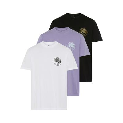 T-Shirt QUIKSILVER "MINIDISCO 3PACK", Herren, Gr. XXL, bunt (schwarz, whit), Obermaterial: 100% Baumwolle, Shirts T-Shirt, 3er-Pack, Kurzarm-Design, aus Baumwolle, auch in großen Größen