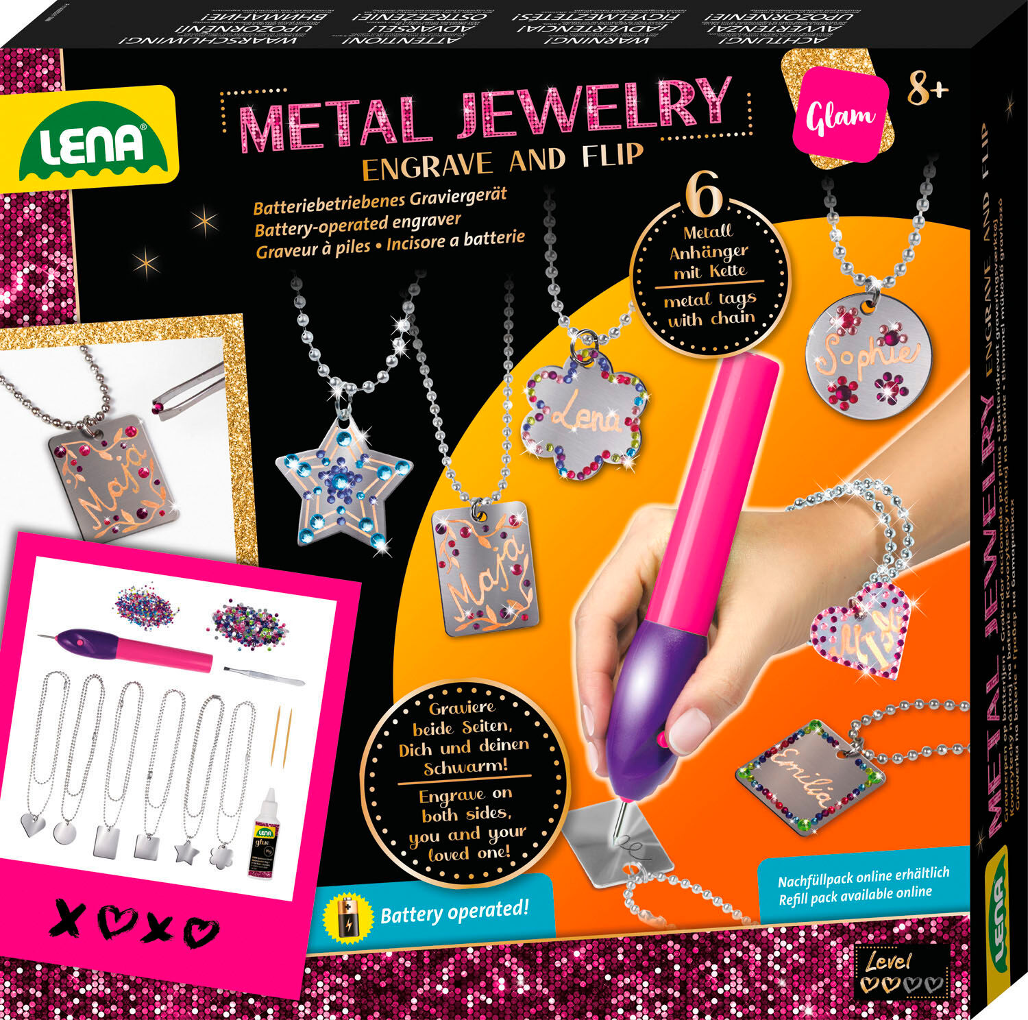 Kreativset LENA "Metal Jewelry", bunt, Kreativsets, Kinder, Metall, Kreativset bunt Einheitsgröße