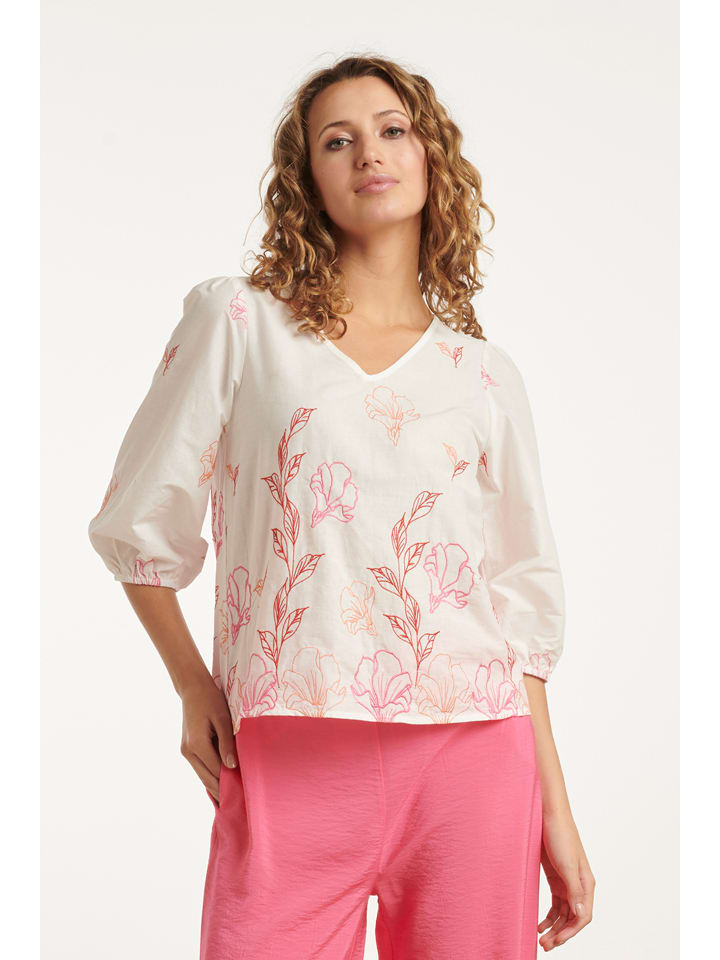 Smashed Lemon Bluse in Weiß/ Rosa - S