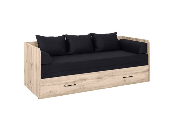 Bettsofa - Microfaser 150 x 200cm Microfaser Holz/Eiche Sonoma Dekor Eiche