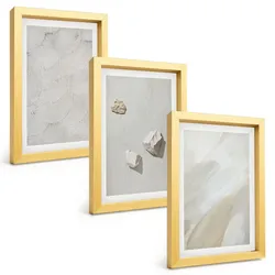 BILDER SET 3er Set - 20x30 cm Goldrahmen - Sandsteine moderne Farbe