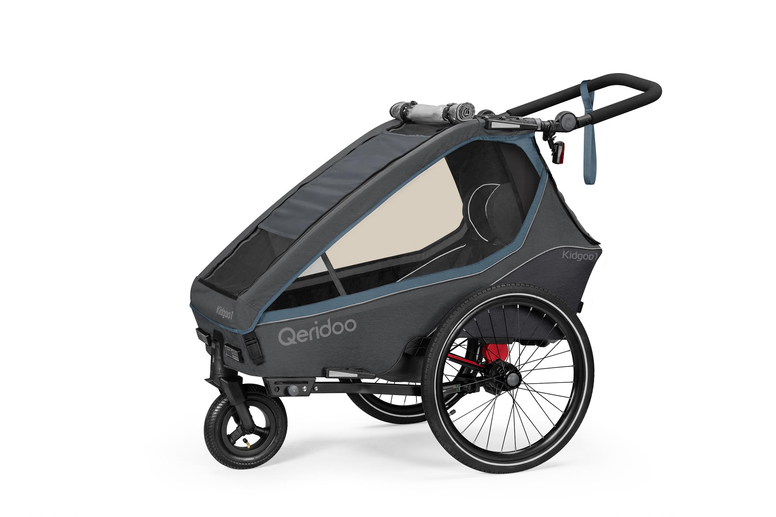 Qeridoo Kidgoo 1 - Kinderfahrradanhänger für 1 Kind, Farbe: Navy Blue