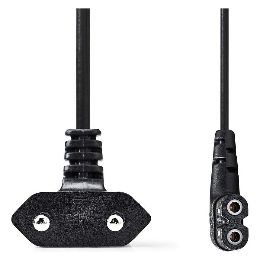 Nedis Stromkabel | Euro Männlich | IEC-320-C7 | Abgewinkelt | Links abgewinkelt | Vernickelt | 2.00 (2 m) (CEGL11055BK20)
