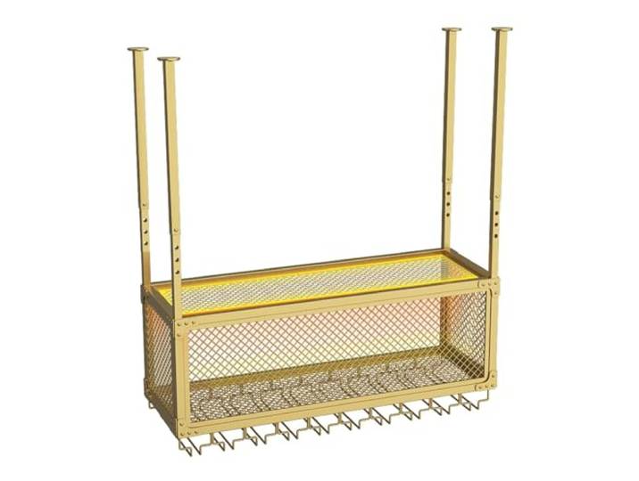 Hängender Weinglashalter – Weinregal Für Die Decke, Industrielles Deckenregal, Verstellbares Hängendes Weinregal Mit Glashalter Und Beleuchtung, Für Bar, Café Und Küche(Gold,100*30*45cm)