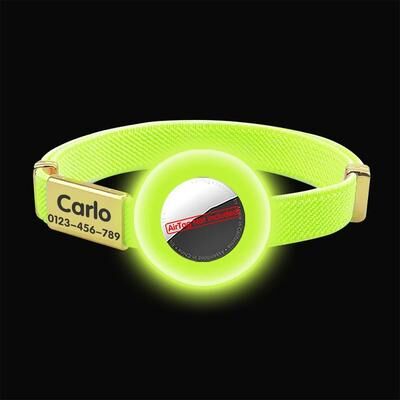 Uplifted Finds Guardian Track Elastic AirTag Safety Collar fluorescent Green