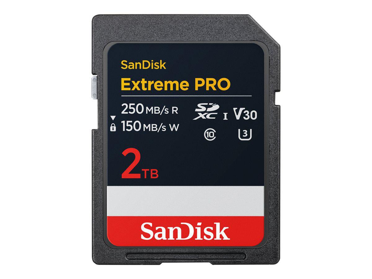 SanDisk Extreme Pro 2 TB SDXC Speicherkarte bis 250 MB/s lesen Class V30 / UHS-I U3 / Class10 SDSDXXD-2T00-GN4IN