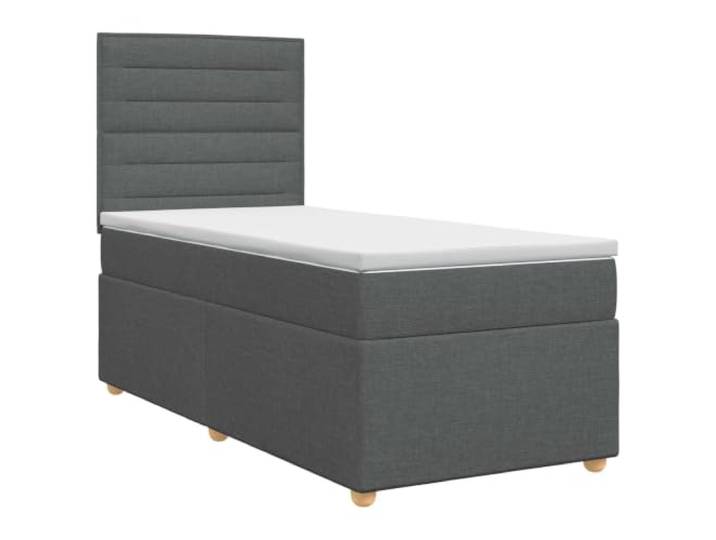 RJPLMFV Boxspringbett mit Matratze, Dunkelgrau, 100 x 200 cm, Stoff Verstellbares Kopfteil, robuster Lattenrahmen, waschbare Bezüge, mittlere Schließung